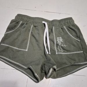 Olive Green Women's Athletic Shorts with Palm Tree Design